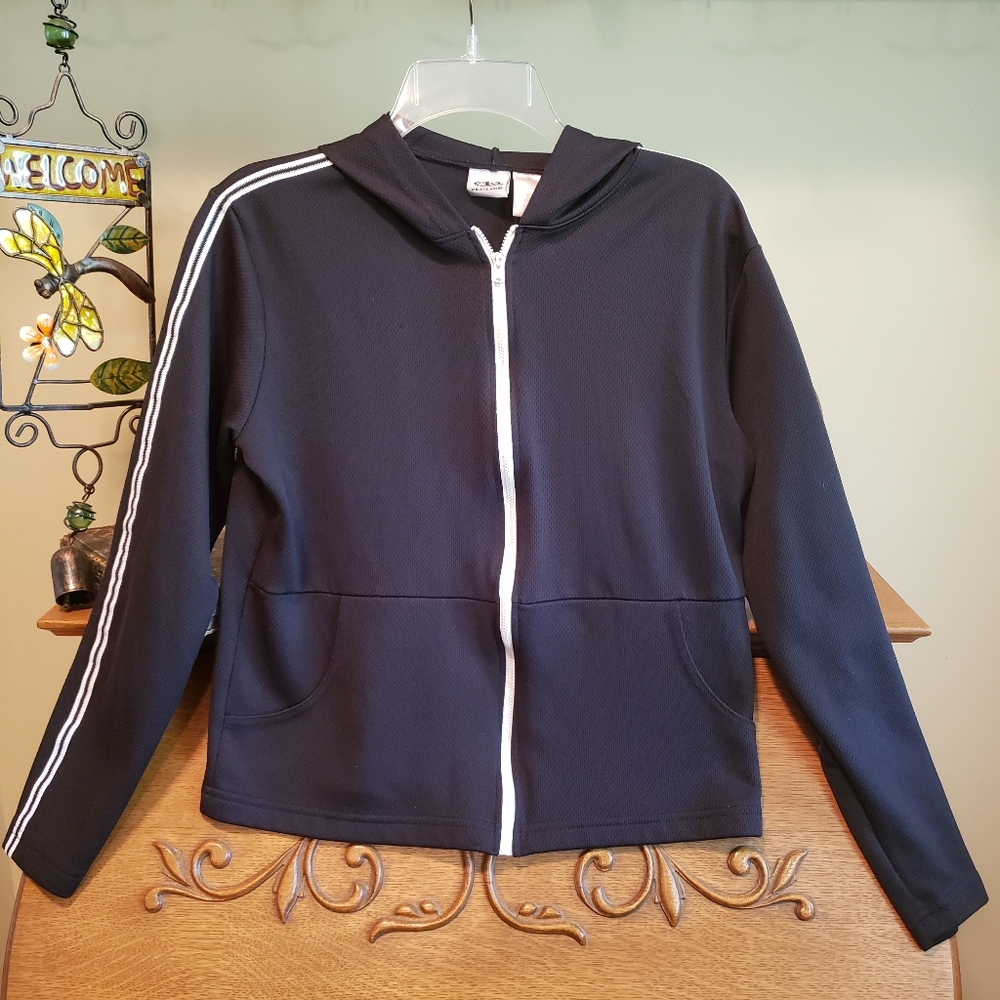 Black Hooded Zip Up Jacket